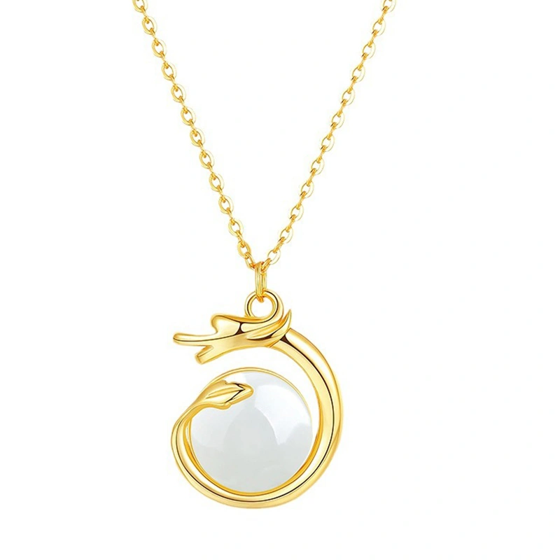 Women Zodiac Dragon Necklace Elegant Adjustable Jade Charm Necklace