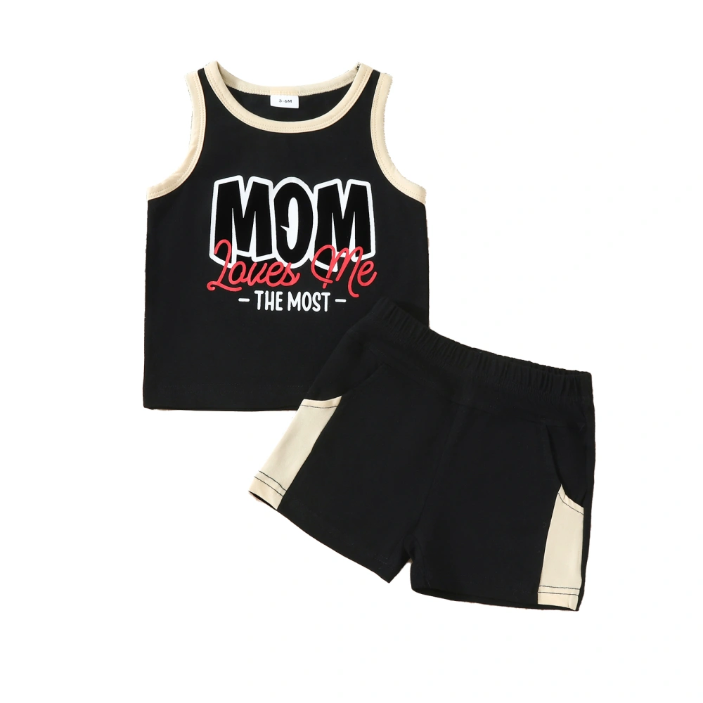 Baby Boys Summer Set, Round Neck Tank Tops + Elastic Waist Shorts 