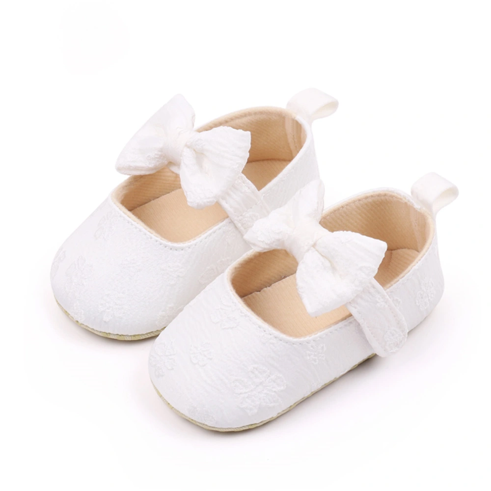 Baby Girl Floral Embroidery Flats Infant Bow Walker Crib Shoes