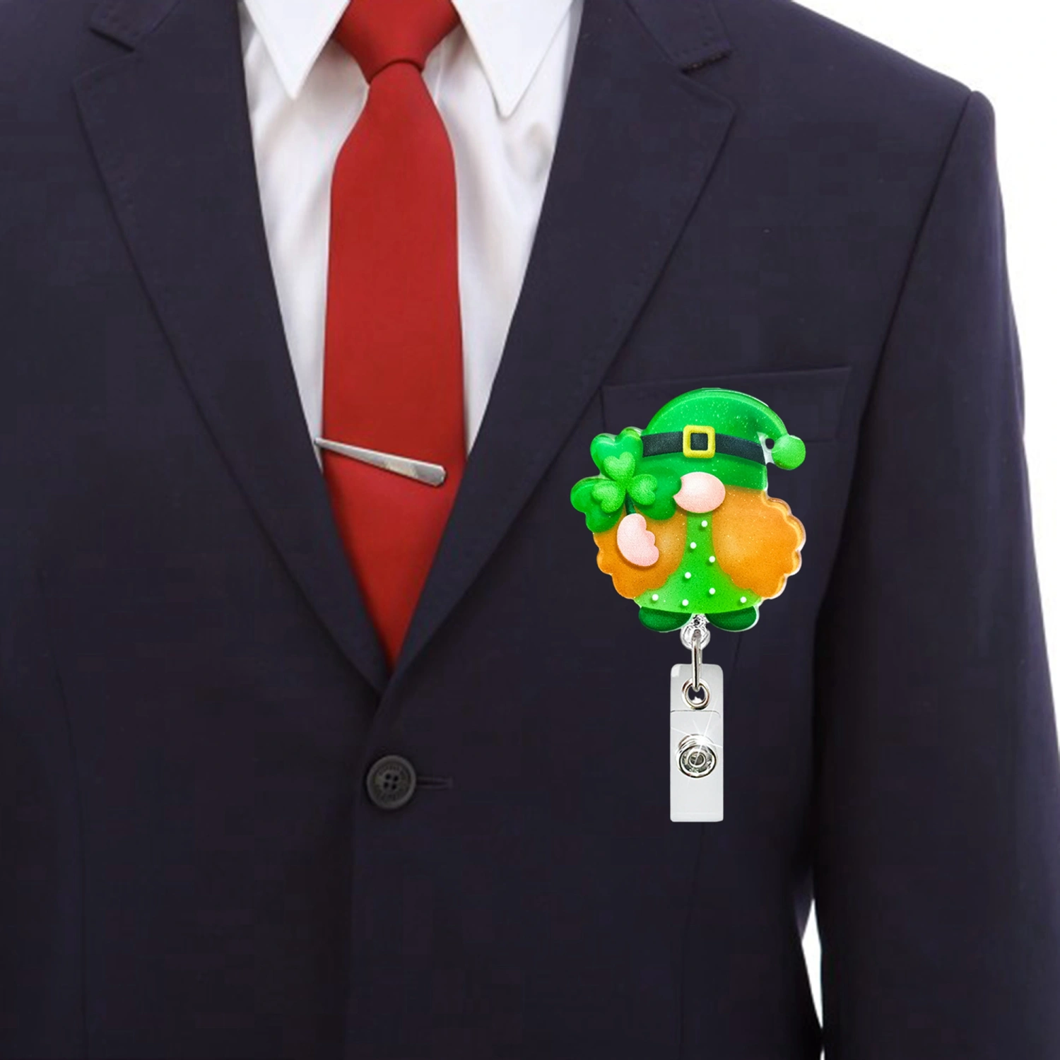 Nurse Badge Holder Irish Day Gnome Retractable Badge Reel with Clip