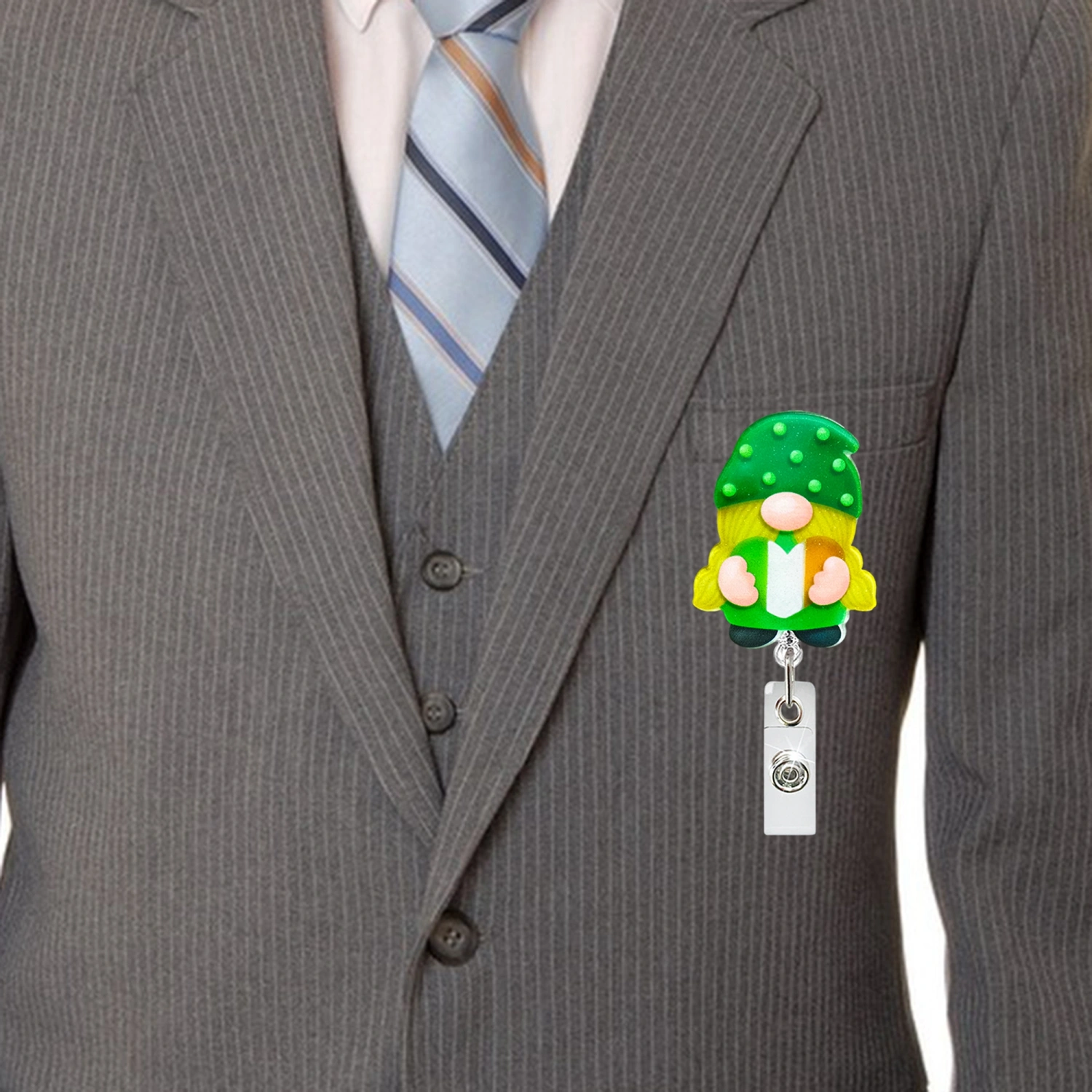Nurse Badge Holder Irish Day Gnome Retractable Badge Reel with Clip