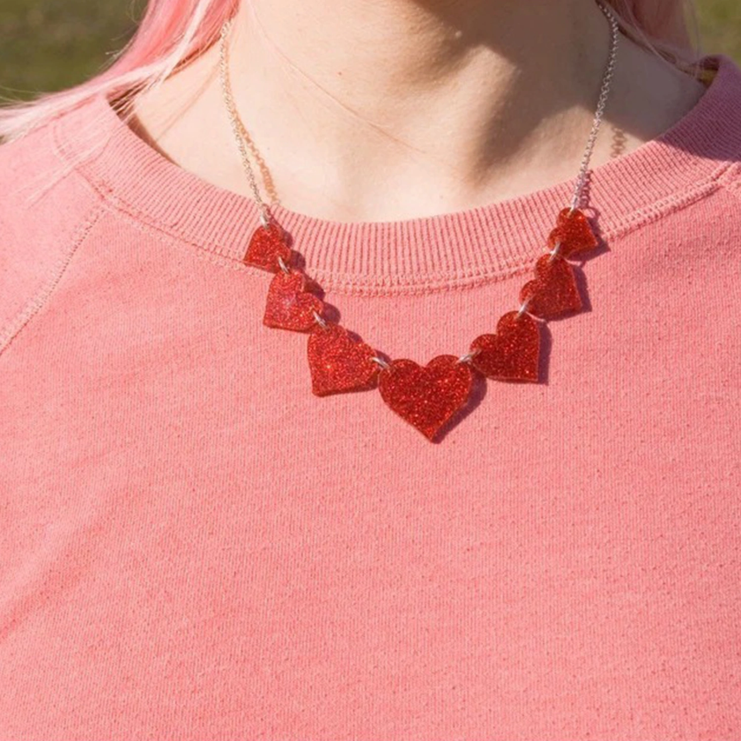 Red Heart Necklace Valentine's Day Neck Jewelry Party Accessories