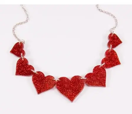 Red Heart Necklace Valentine's Day Neck Jewelry Party Accessories