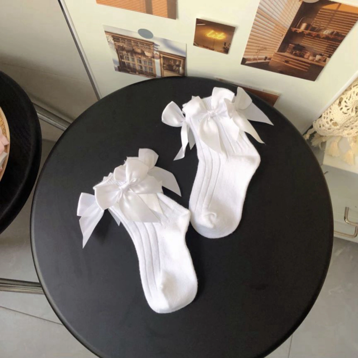 Girl Satin Bow Socks, Breathable CasualSweet Cute Ankle Socks 