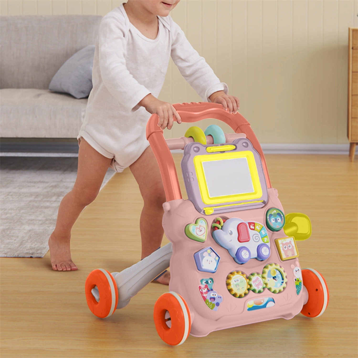 Baby Walker Toy, Cartoon Elephant Infant Activity Center Drawing Board
