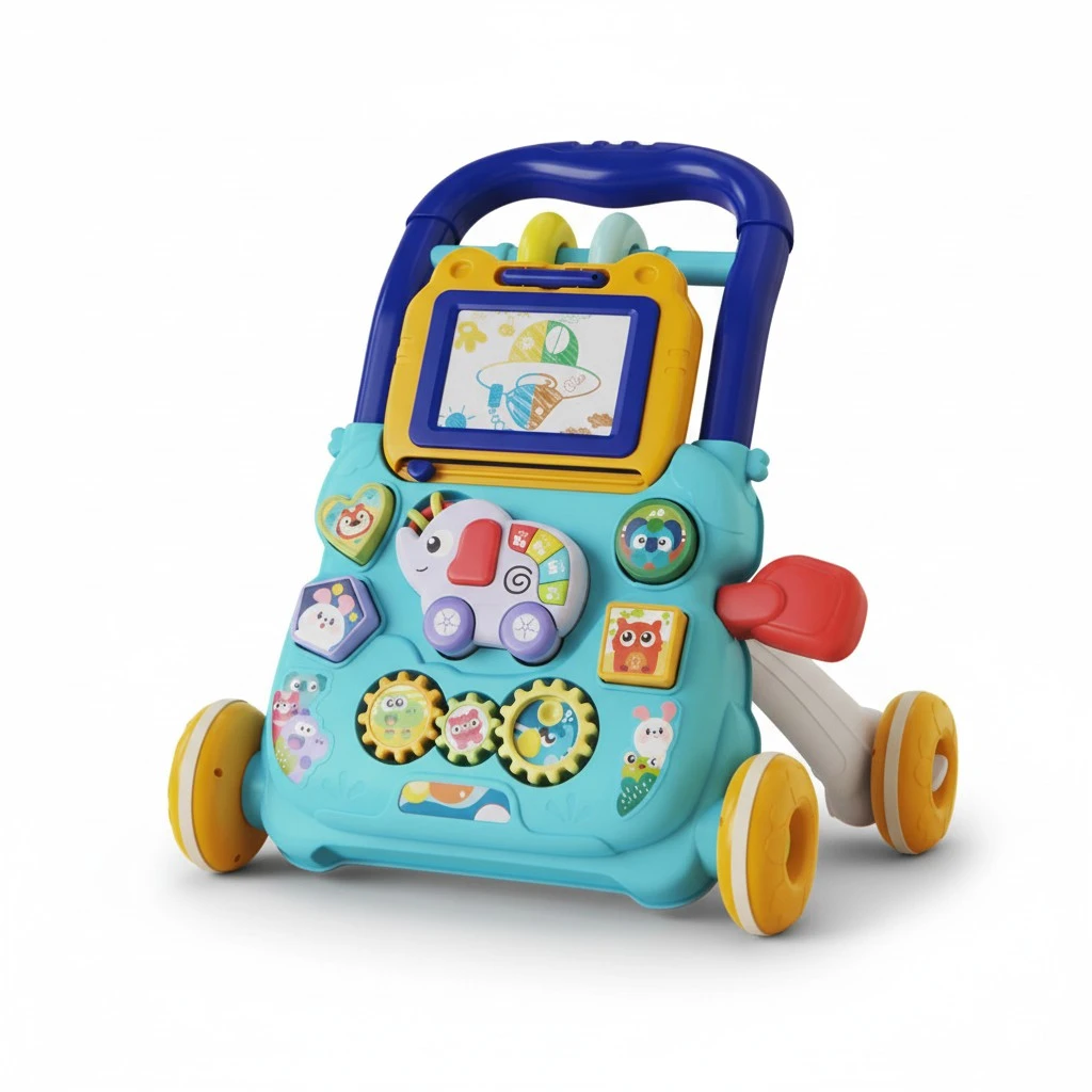 Baby Walker Toy, Cartoon Elephant Infant Activity Center Drawing Board