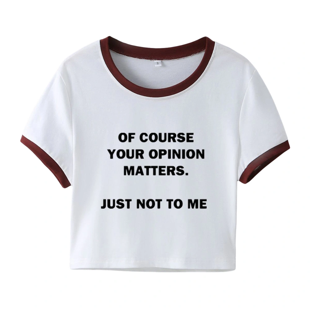 Women's Crop Tops Short Sleeve Crewneck Letter Print Short T-shirt