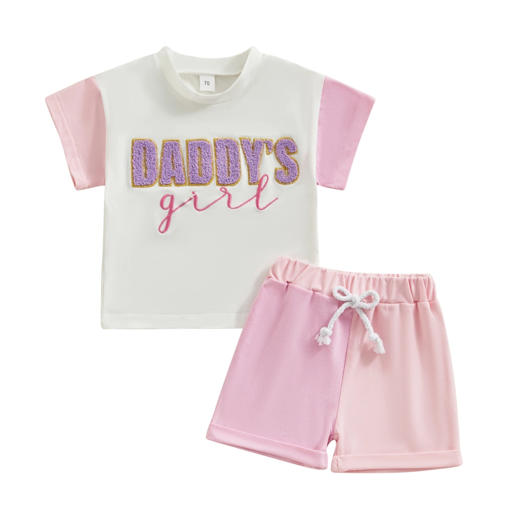 Girl Boy Shorts Set Letter Embroidery Short Sleeve T-Shirt with Shorts