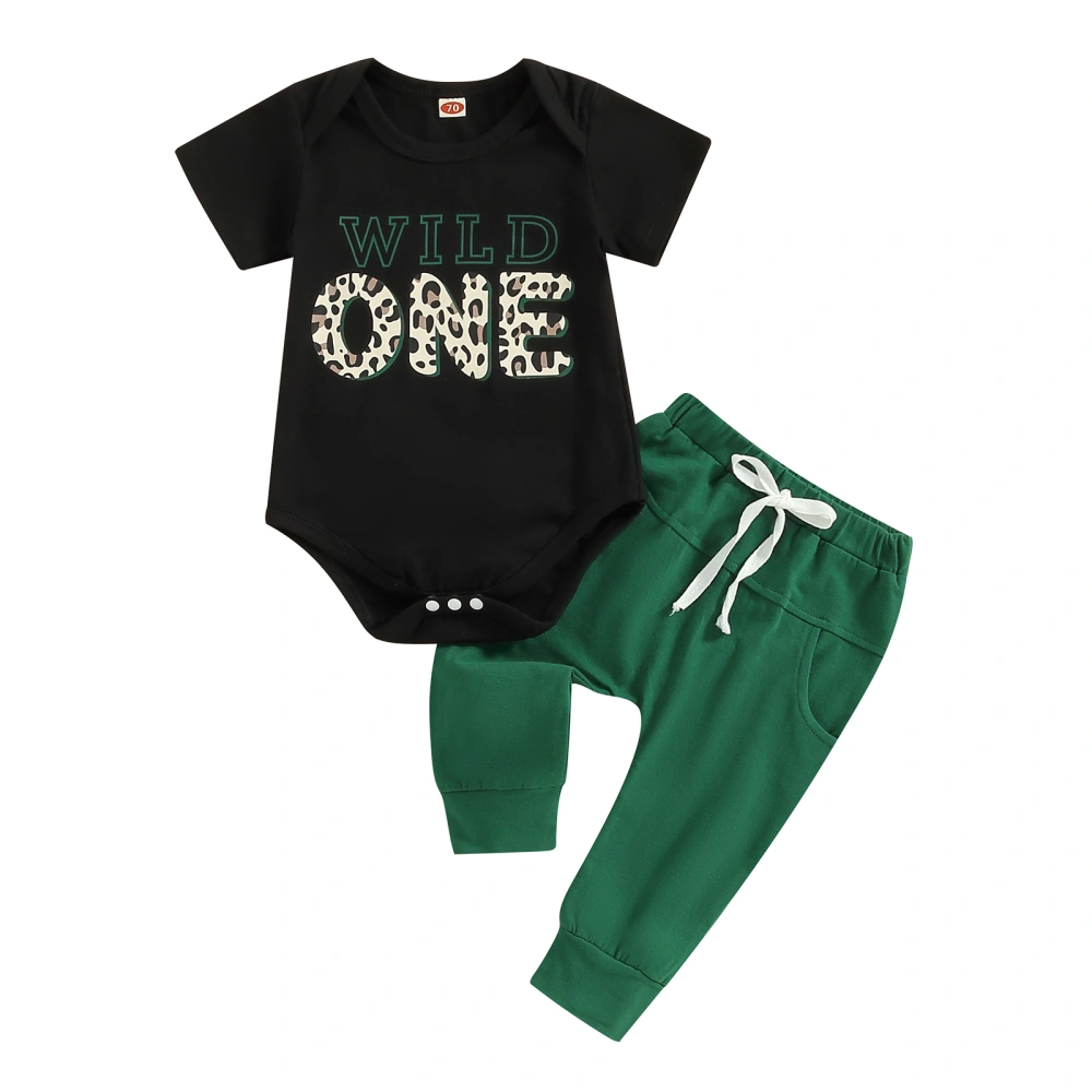 Baby Boy First Birthday Outfit Short Sleeve Letters Print Romper Pants