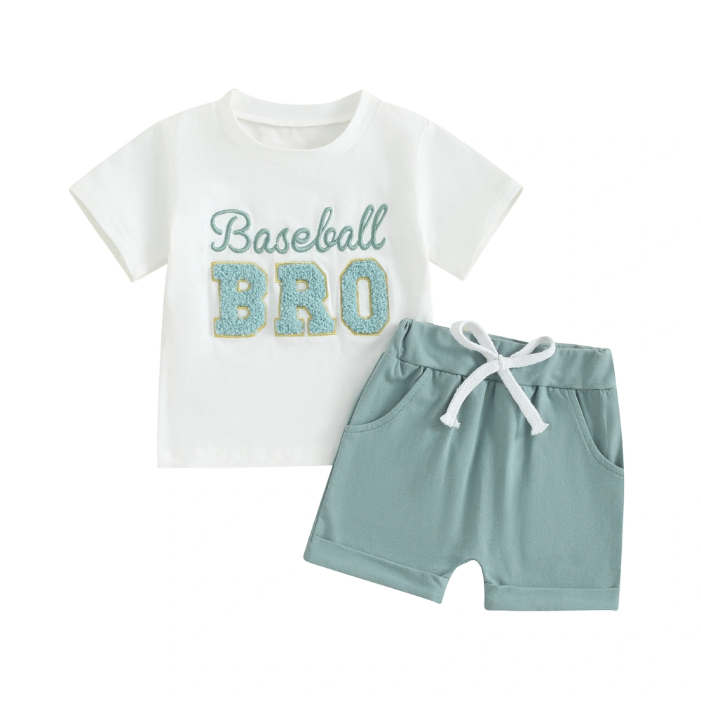 Brother Sister Outfits Letter Embroidery Short Sleeve T-Shirt Shorts