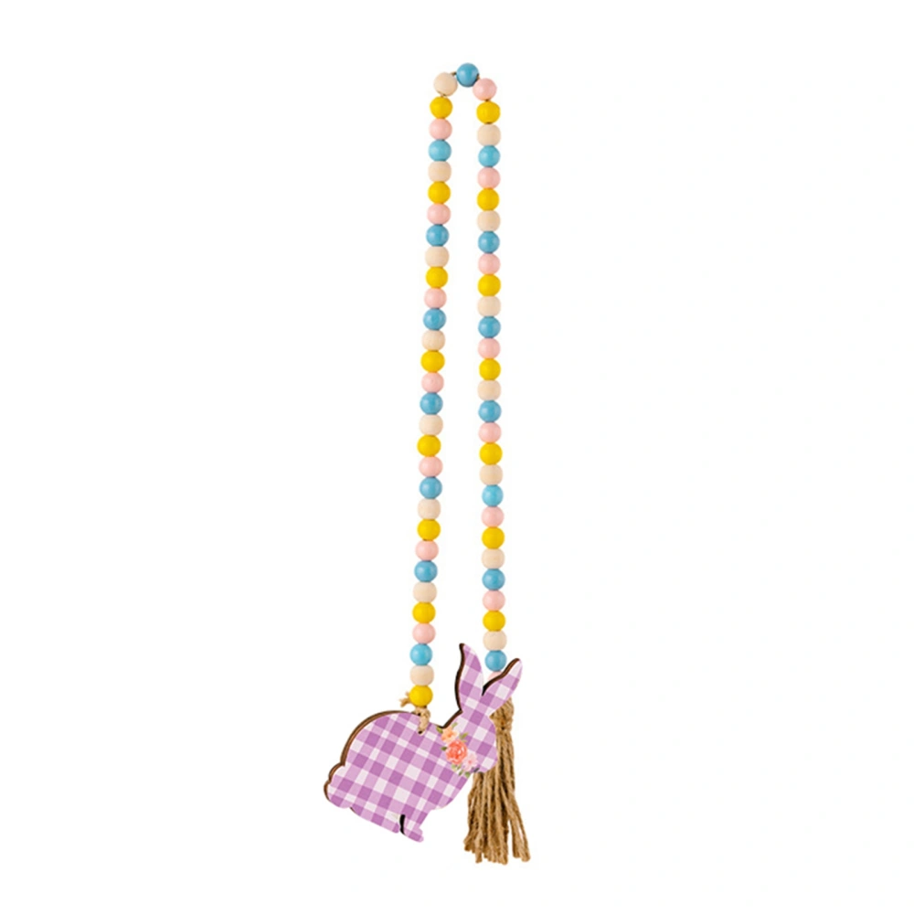 Easter Hanging Decorations Cute Plaid Bunny Bead Strings Ornaments 