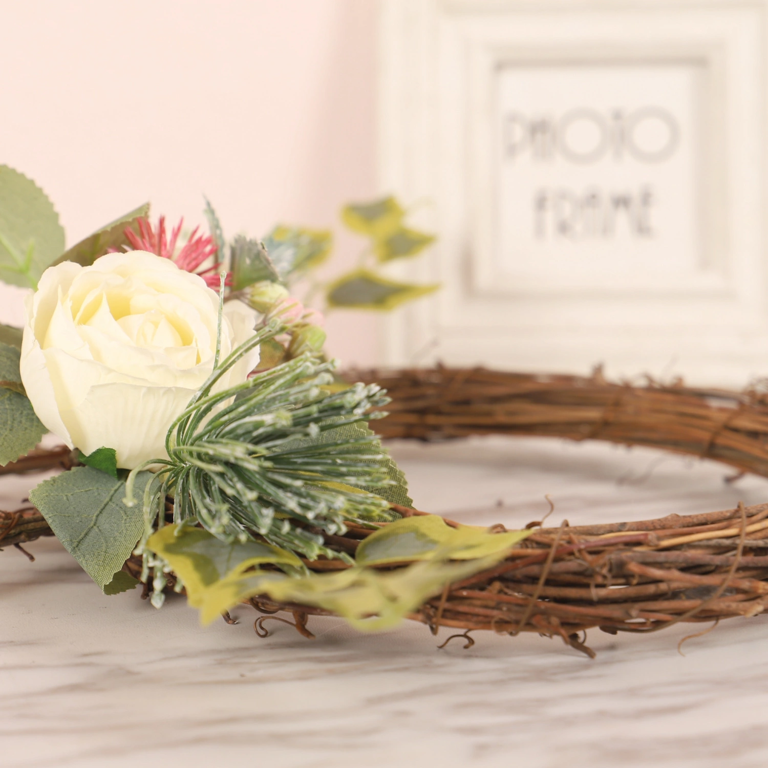 Easter Front Door Bunny Wreath, Artificial Rose Hanging Garlands