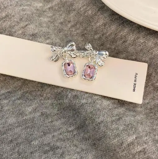 Bow Earrings for Women Cute Rhinestone Stud Earrings Jewelry