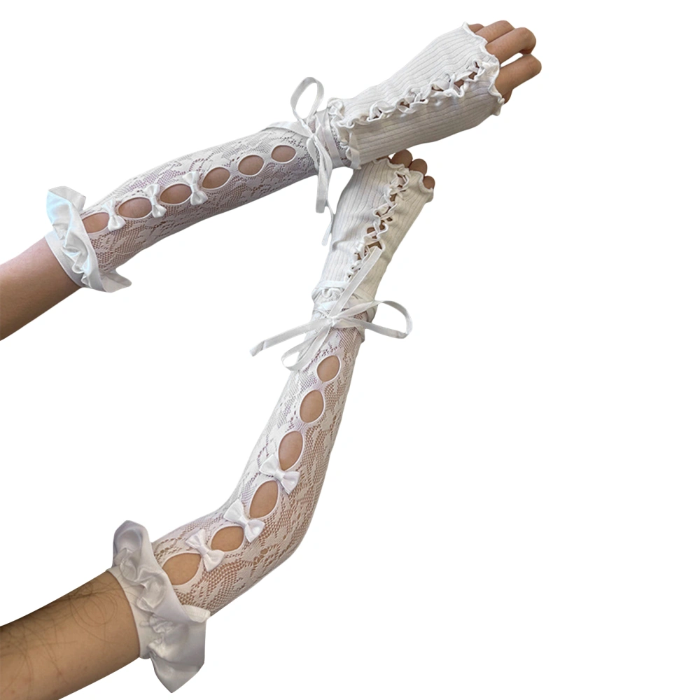 Women Arm Sleeves, Bow Hollowed Sun Protection Lolita Accessories