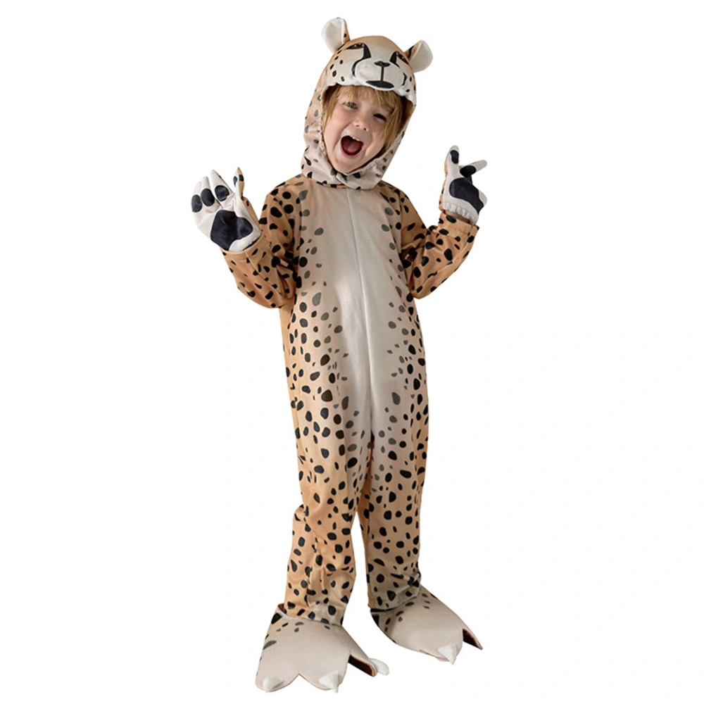 Leopard Costume for Kids Deluxe Long Sleeve Cheetah Jumpsuit with Tail