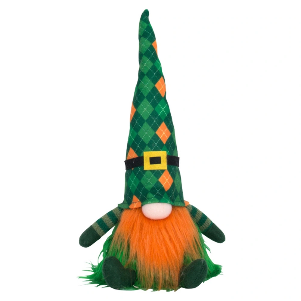 Irish Holiday Doll, No Face Shamrock Stuffed Gnome Desktop Toy Gift