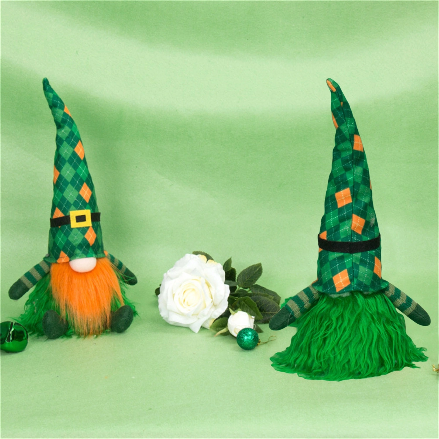 Irish Holiday Doll, No Face Shamrock Stuffed Gnome Desktop Toy Gift