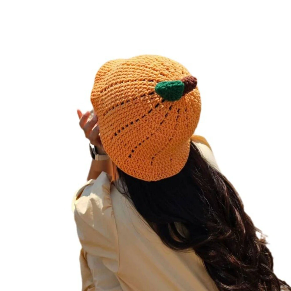 Womens Knit Beanie Hat Winter Slouchy Orange Bucket Cap for Party