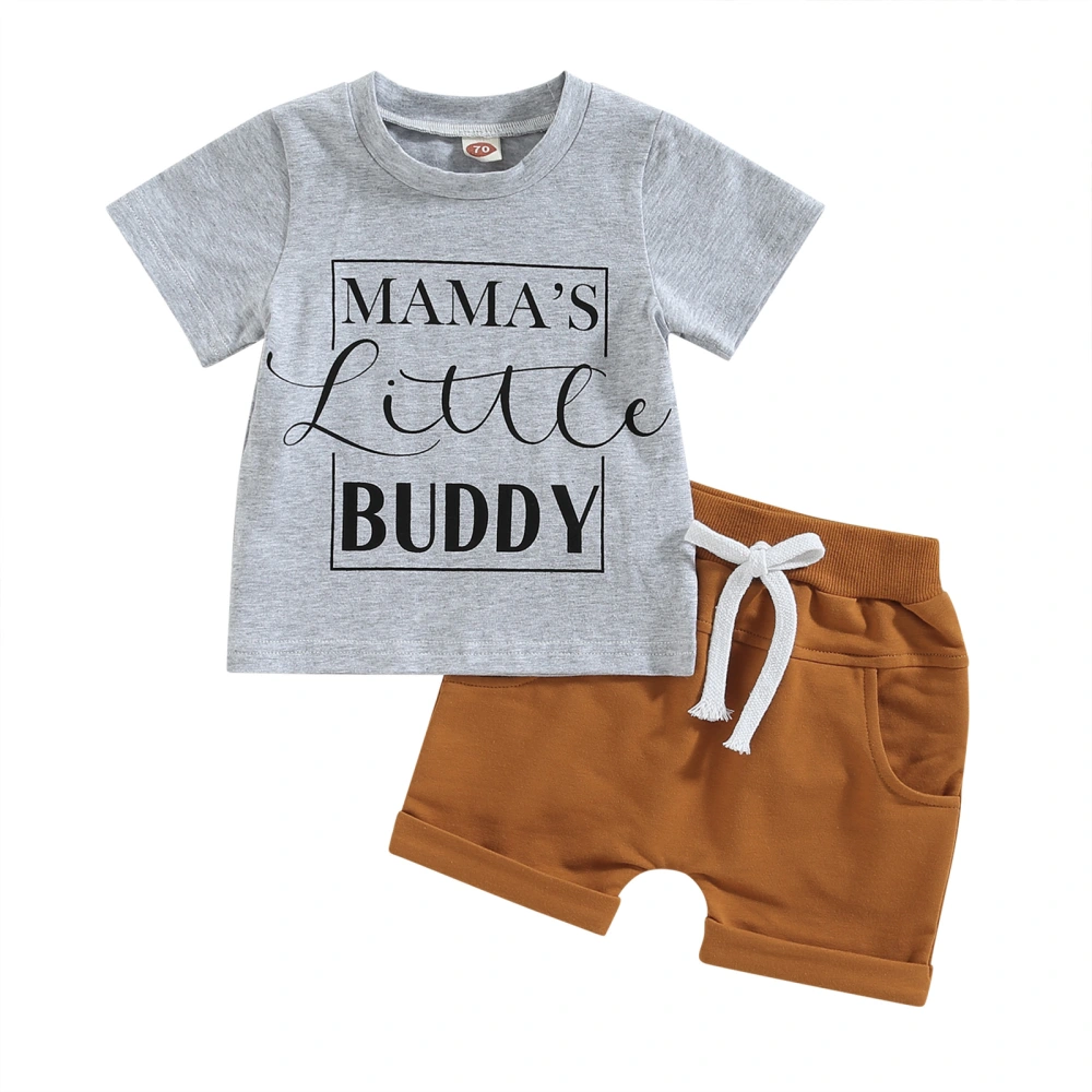 2Pcs Baby Boy Shorts Set Short Sleeve Letter Print Tops and Shorts