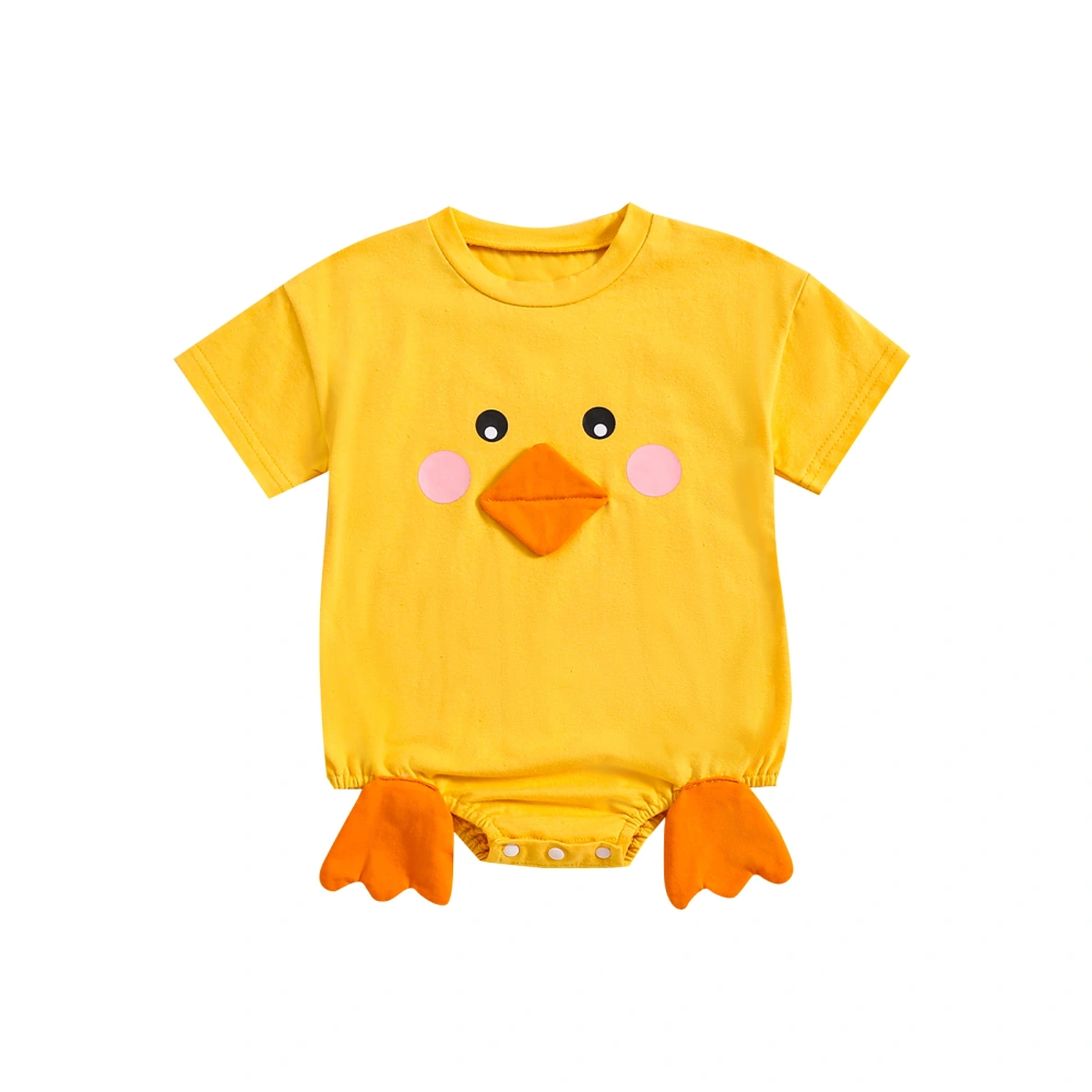 Newborn Baby Summer Romper Cute Cartoon Chick Short Sleeve Jumpsuit 