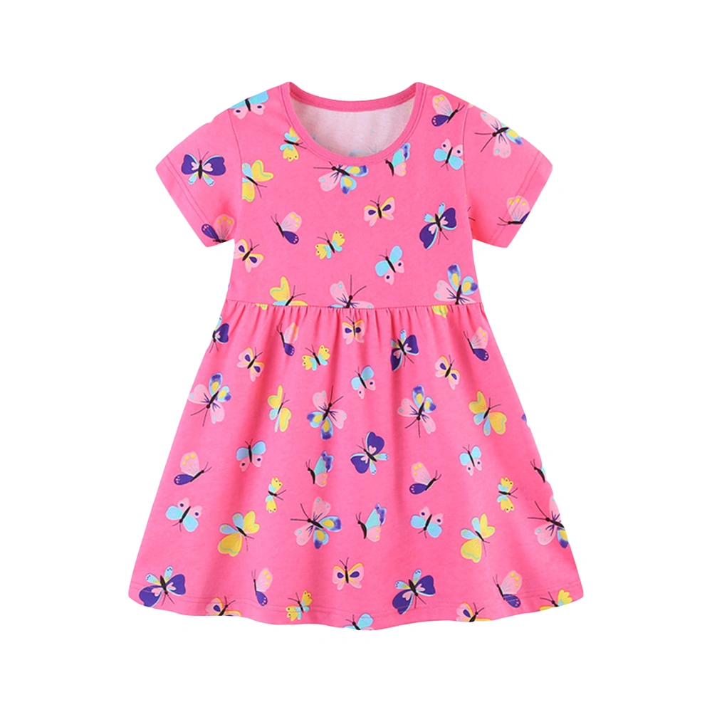 Toddler Girl Summer Dress Short Sleeve Butterfly Print Dress