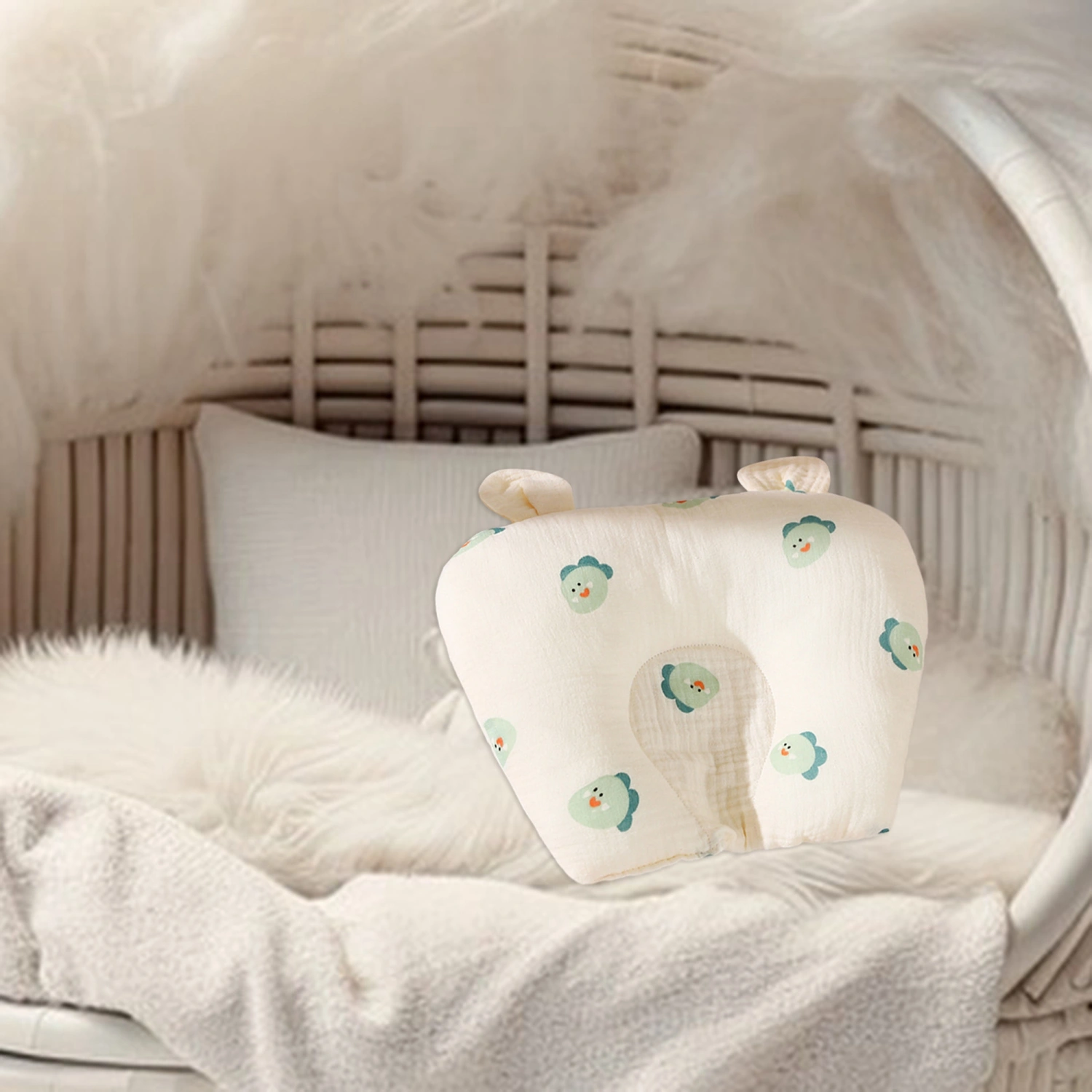 Baby Head Shaping Pillow Cute Cartoon Print Anti Flat Head Pillow