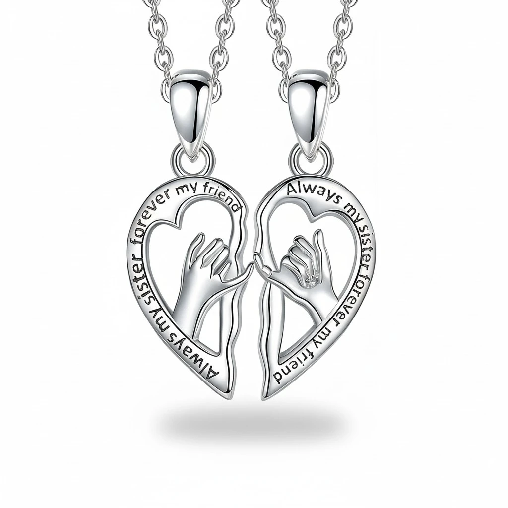 Heart Necklaces Always My Sister Forever My Friend Matching Necklaces