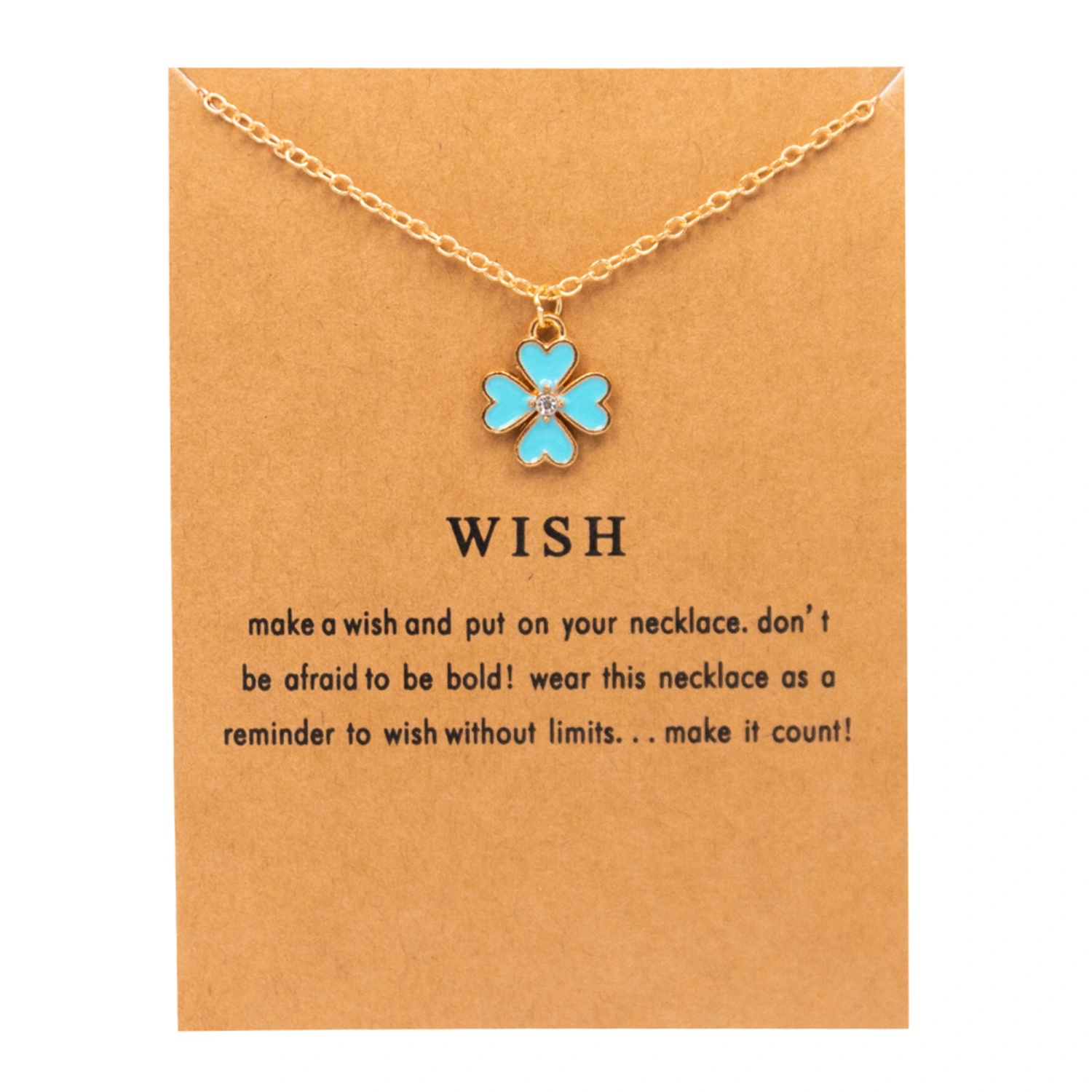 Women Good Luck Clover Chain Necklace Gift with Message Card