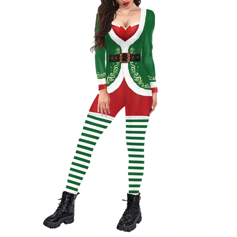 Women Christmas Costume Workout Yoga Tight Fitting Jumpsuit Bodysuit