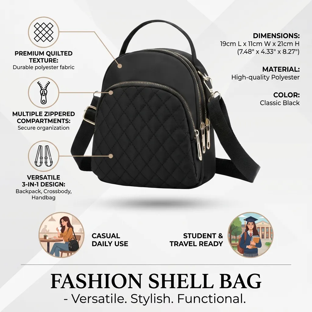 Fashion Shell Bag Shoulder Bags for Women Backpack Crossbody Bag