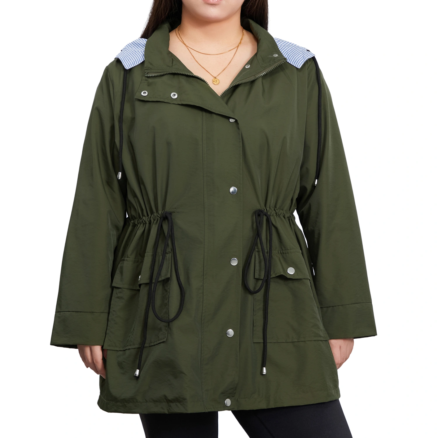 Women Plus Size Light Rain Jacket Waterproof Active Outdoor Raincoat