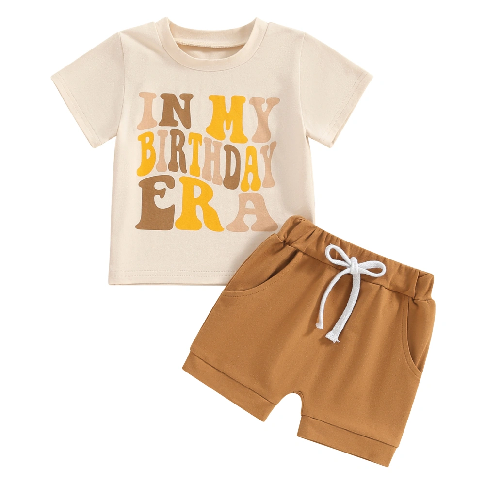 Kids Boys Shorts Set, Short Sleeve Letters Print T-shirt with Shorts