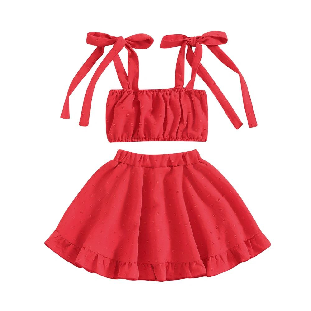 Toddler Girl Summer Outfit Embroidery Tank Tops Elastic Waist Skirts