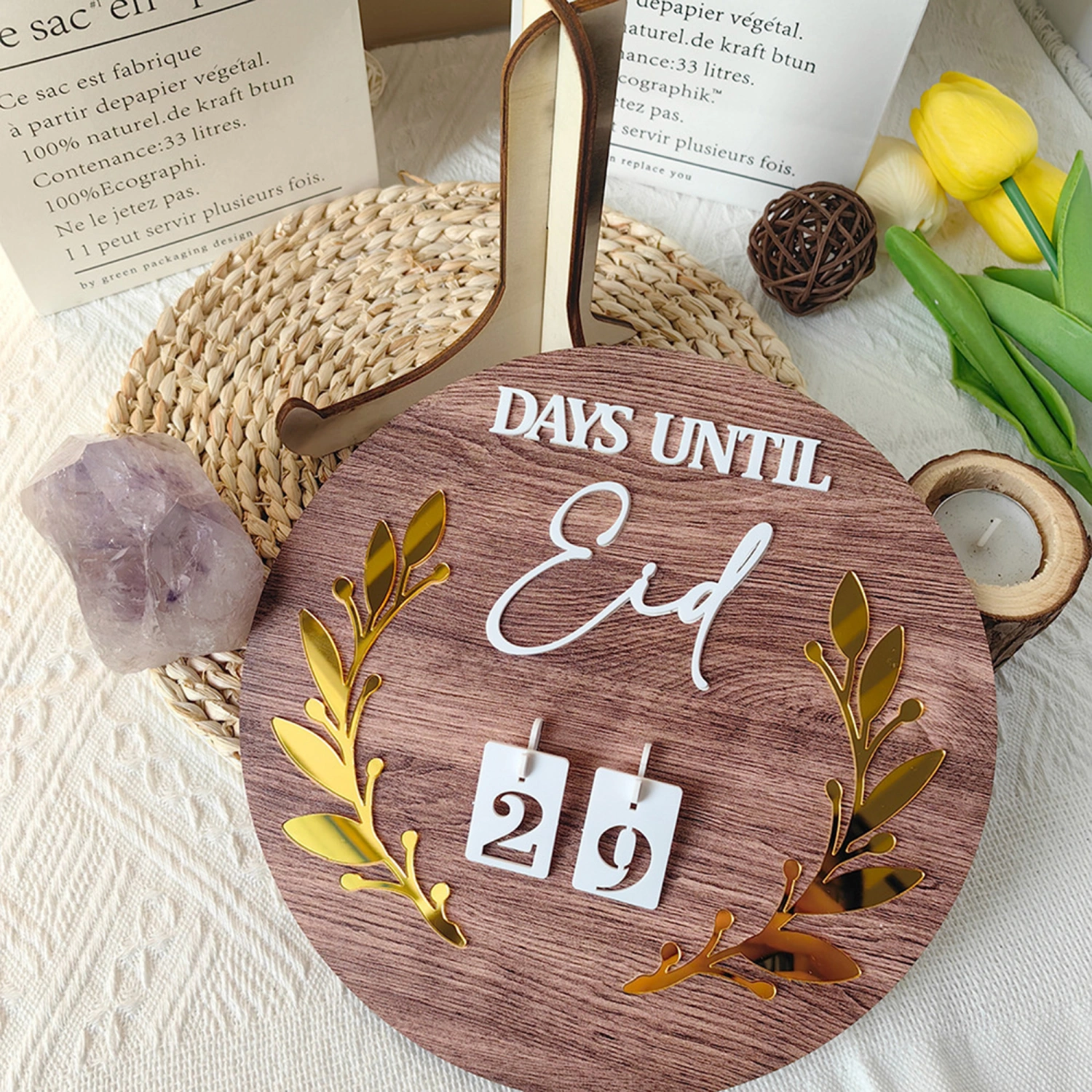 Wooden Wreath Countdown Calendar Cute Countdown Home Decoration