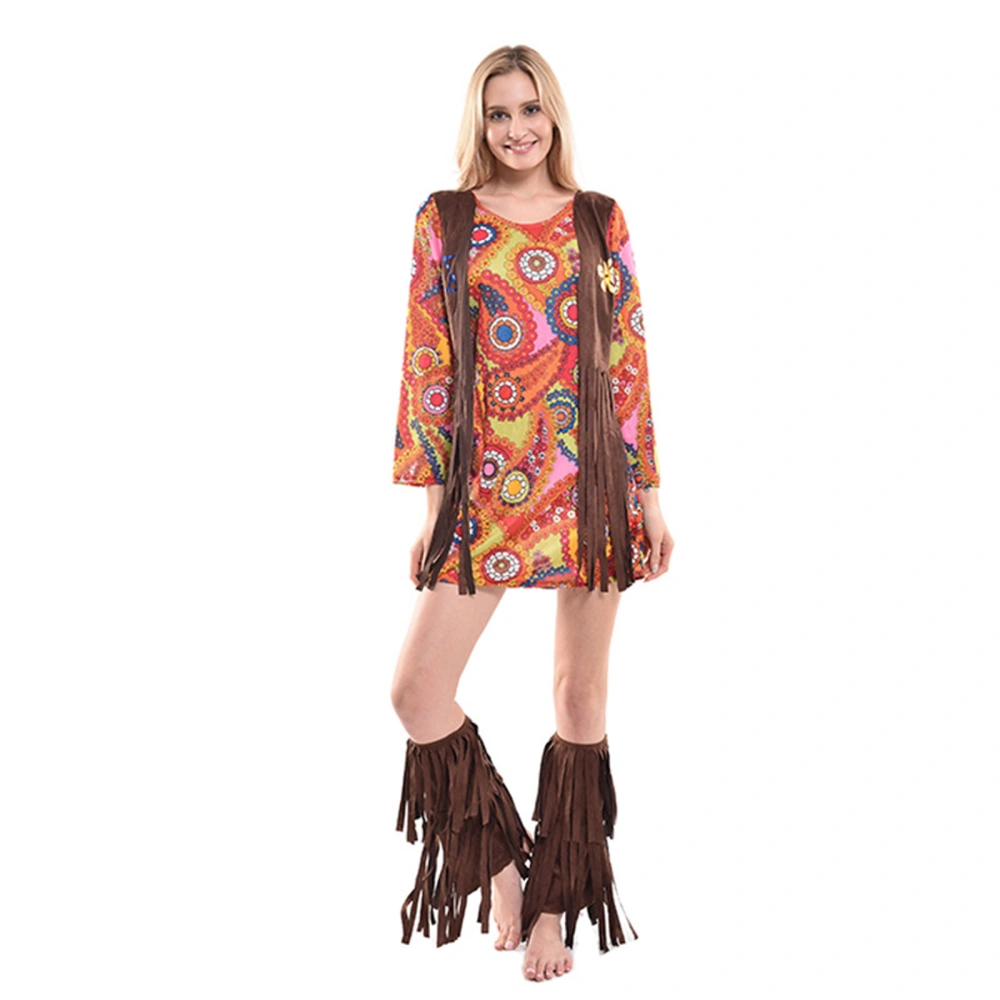 Hippie Costume for Women Includes Dress Headband Leg Warmers