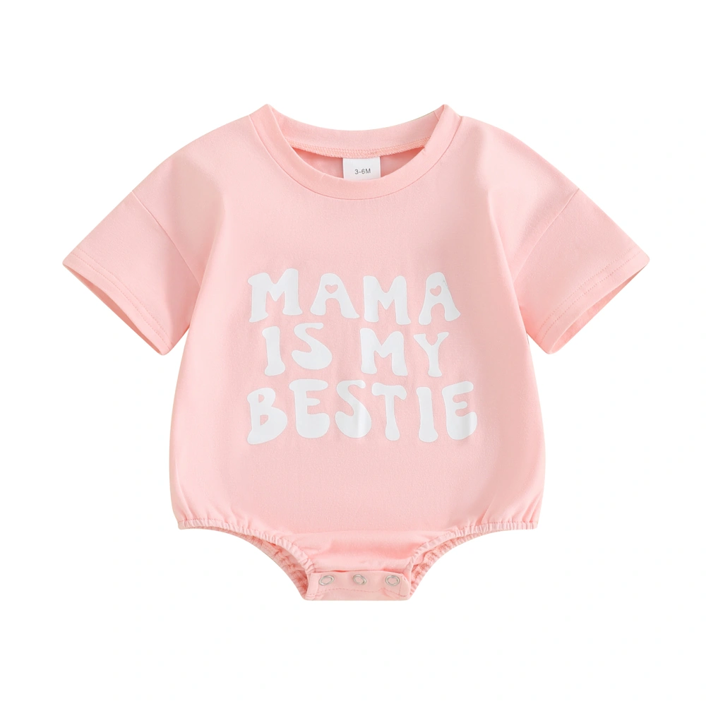 Newborn Baby Girls Summer Jumpsuit Letter Print Short Sleeve Romper 