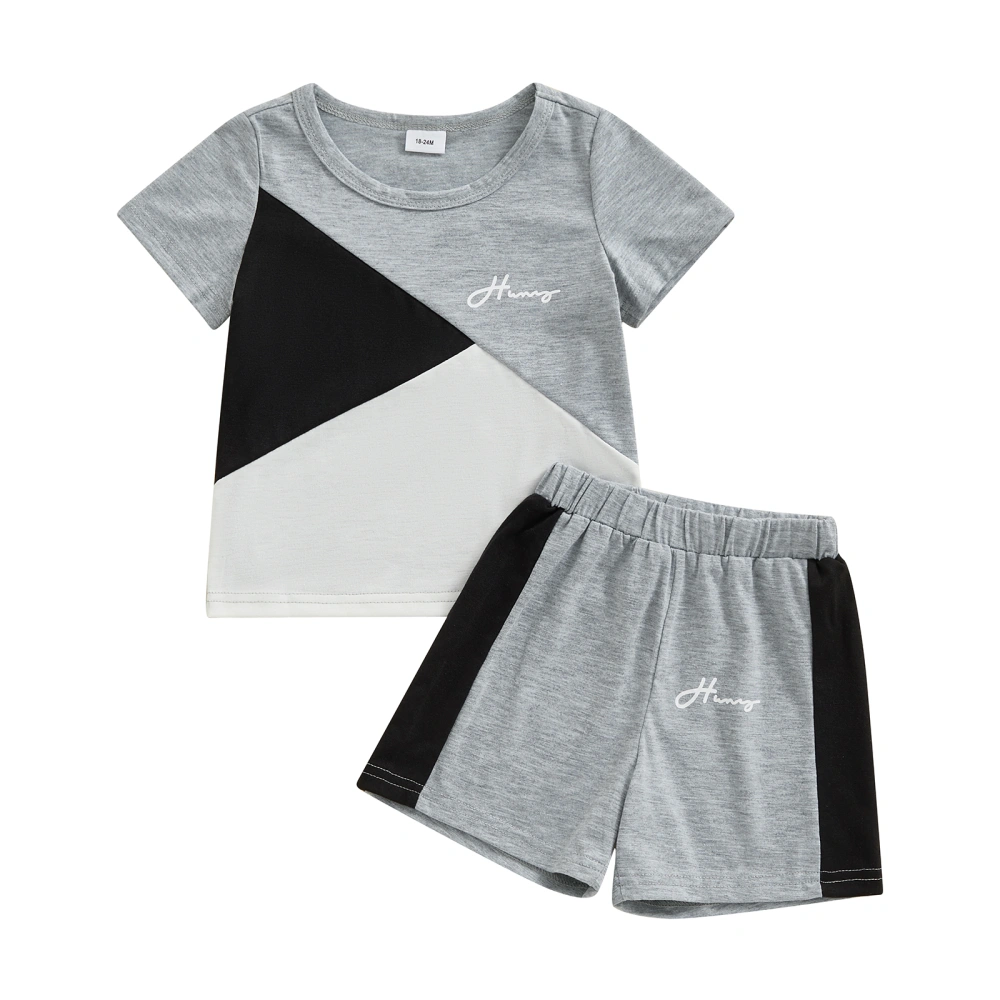 Little Boy Shorts Set Letter Print Short Sleeve T-Shirt Shorts Outfit