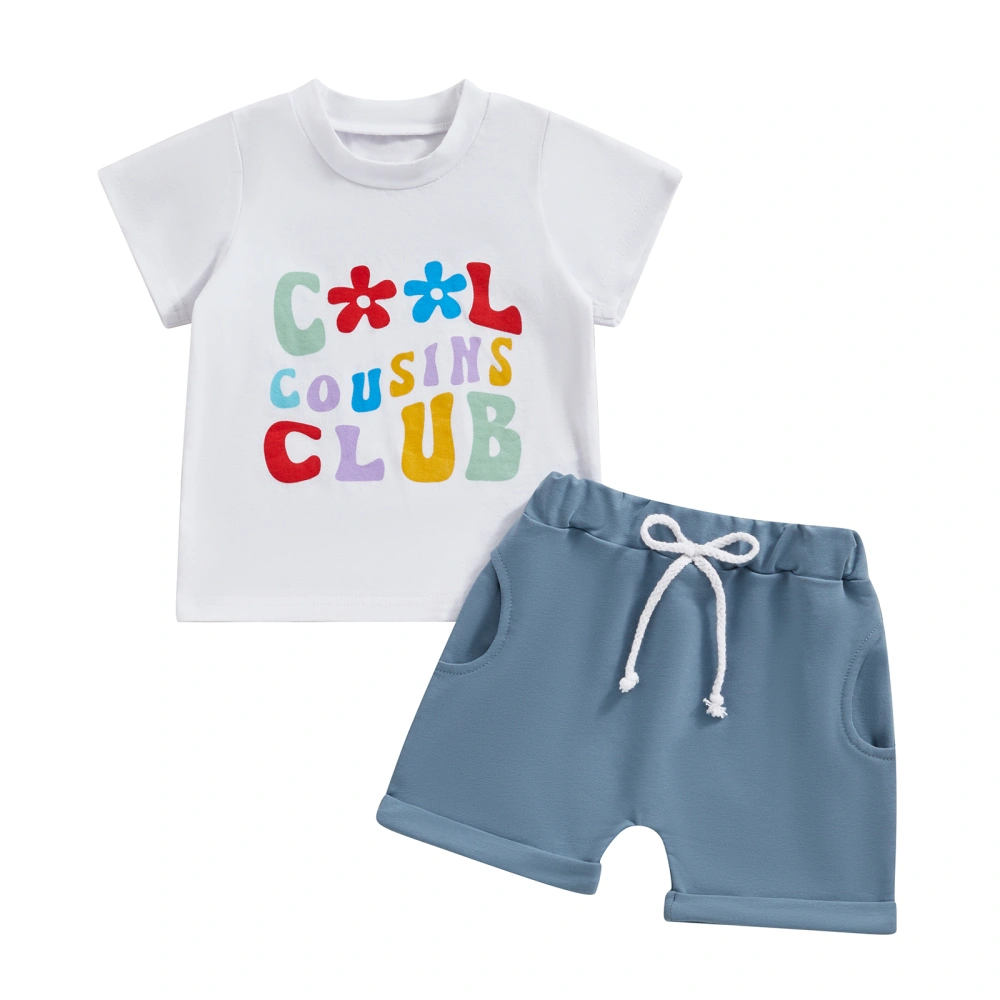 Baby Girl Shorts Set Letter&Flower Print Short Sleeve T-Shirt Shorts