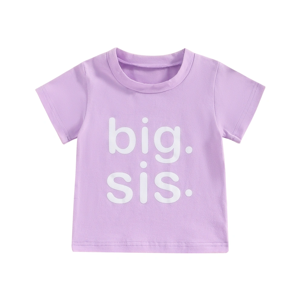 Kids T-shirt, Short Sleeve Crew Neck Letters Print Summer Tops