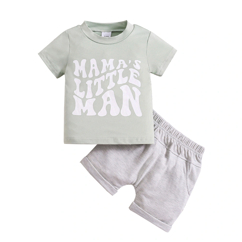 Baby Boy Summer Set, Short Sleeve Tops + Elastic Waist Shorts