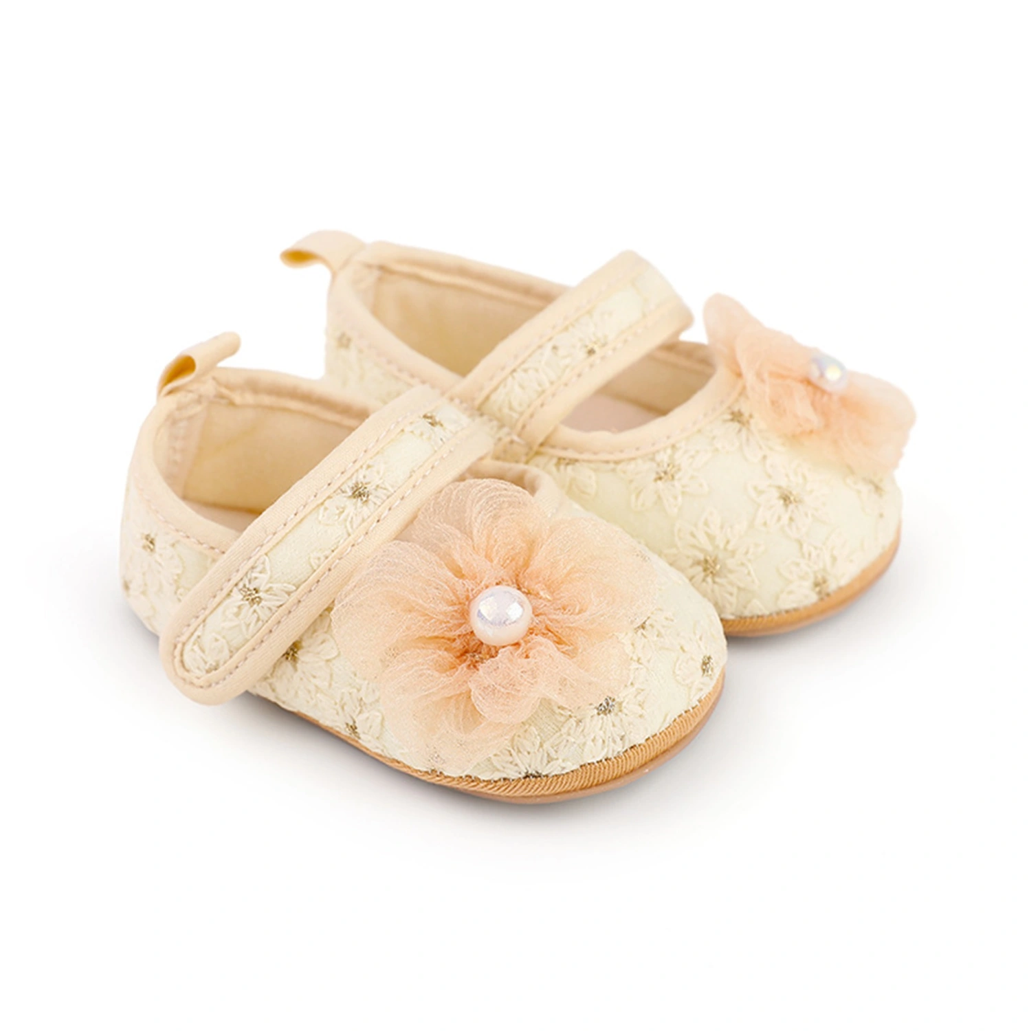Baby Girls Cute Moccasinss Pearl Flower Soft Sole Flats Shoes