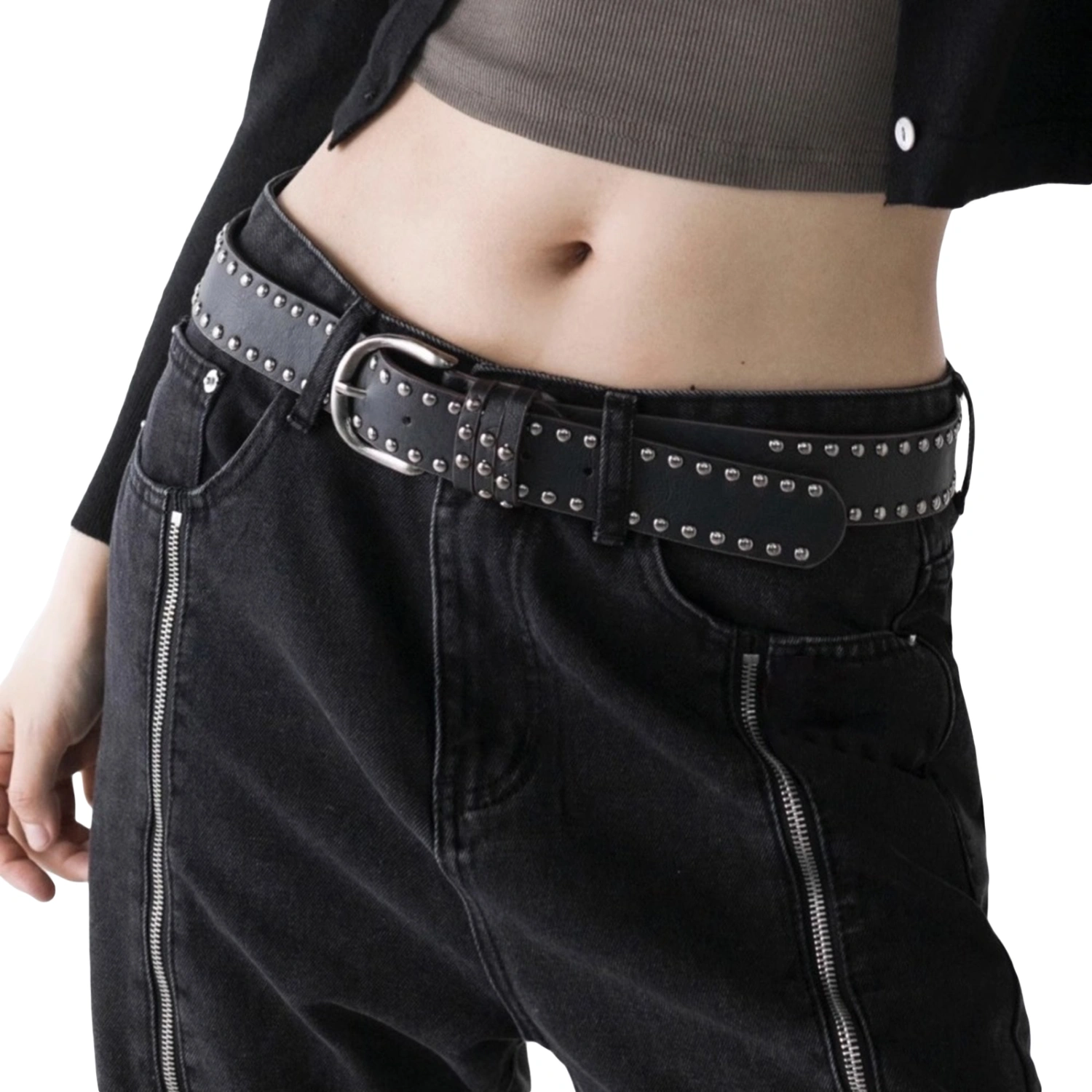 Women Wide Rivet Belts for Jeans Pants Dress with Metal Buckle  