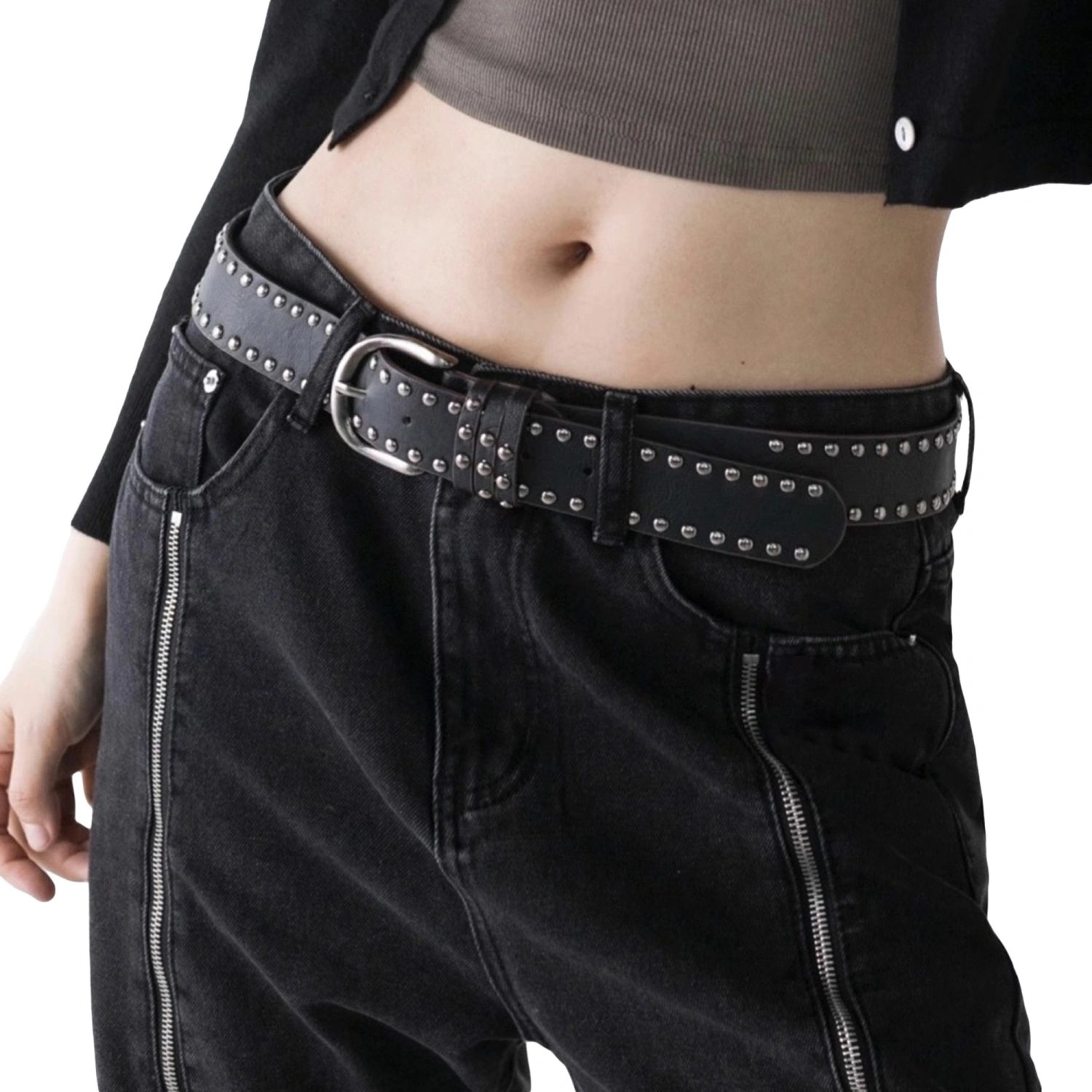 Women Wide Rivet Belts for Jeans Pants Dress with Metal Buckle  