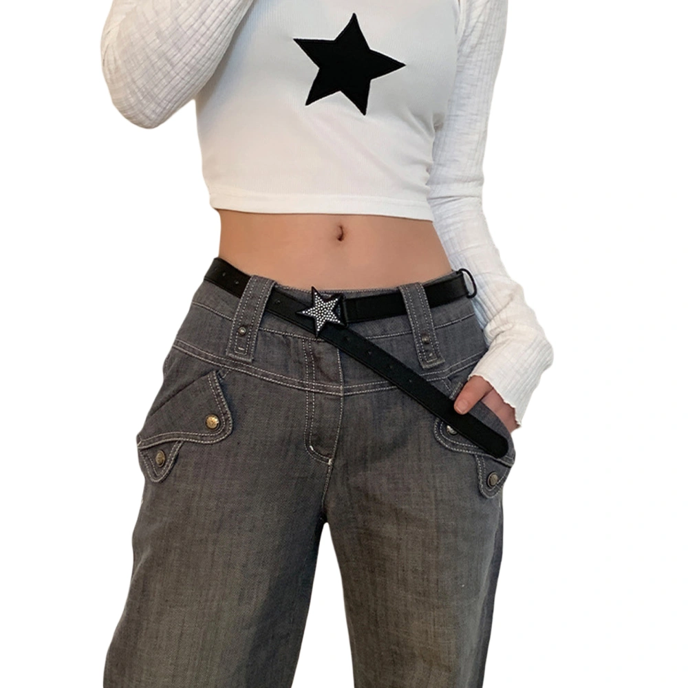 Women Fashion Belt Personalized Star Buckle PU Leather Waistband