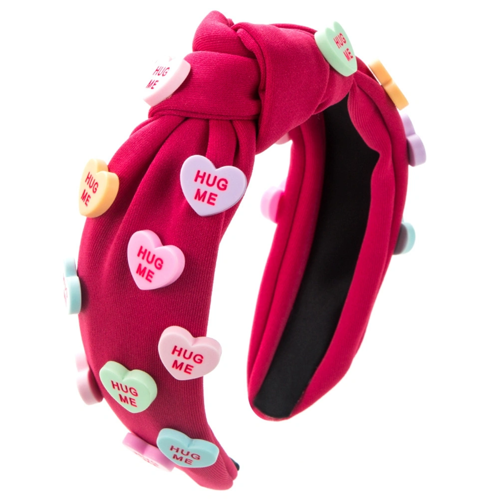 Valentine's Day Headbands Knotted Wide Heart Hair Bands for Women