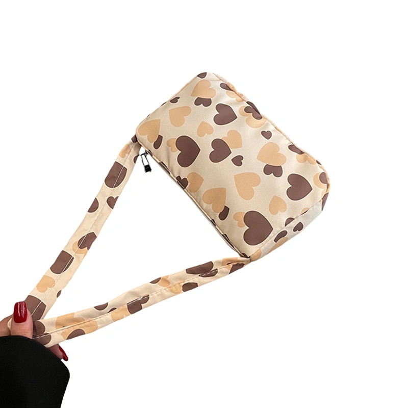 Fashionable Underarm Bag for Women Heart Pattern Velvet Shoulder Bag