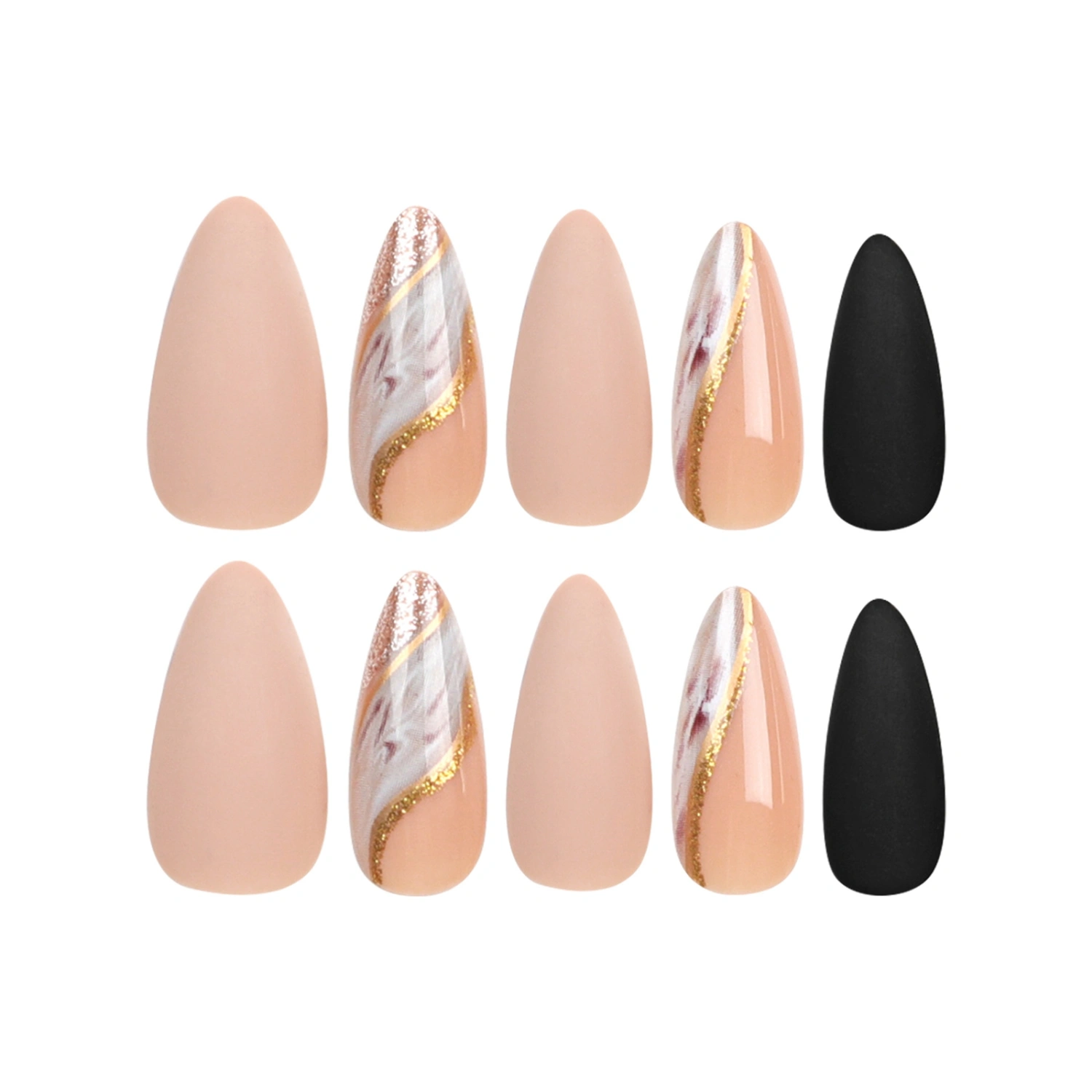 24pcs Fake Nails DIY Glitter Glue On False Nail Tips Salon Supplies