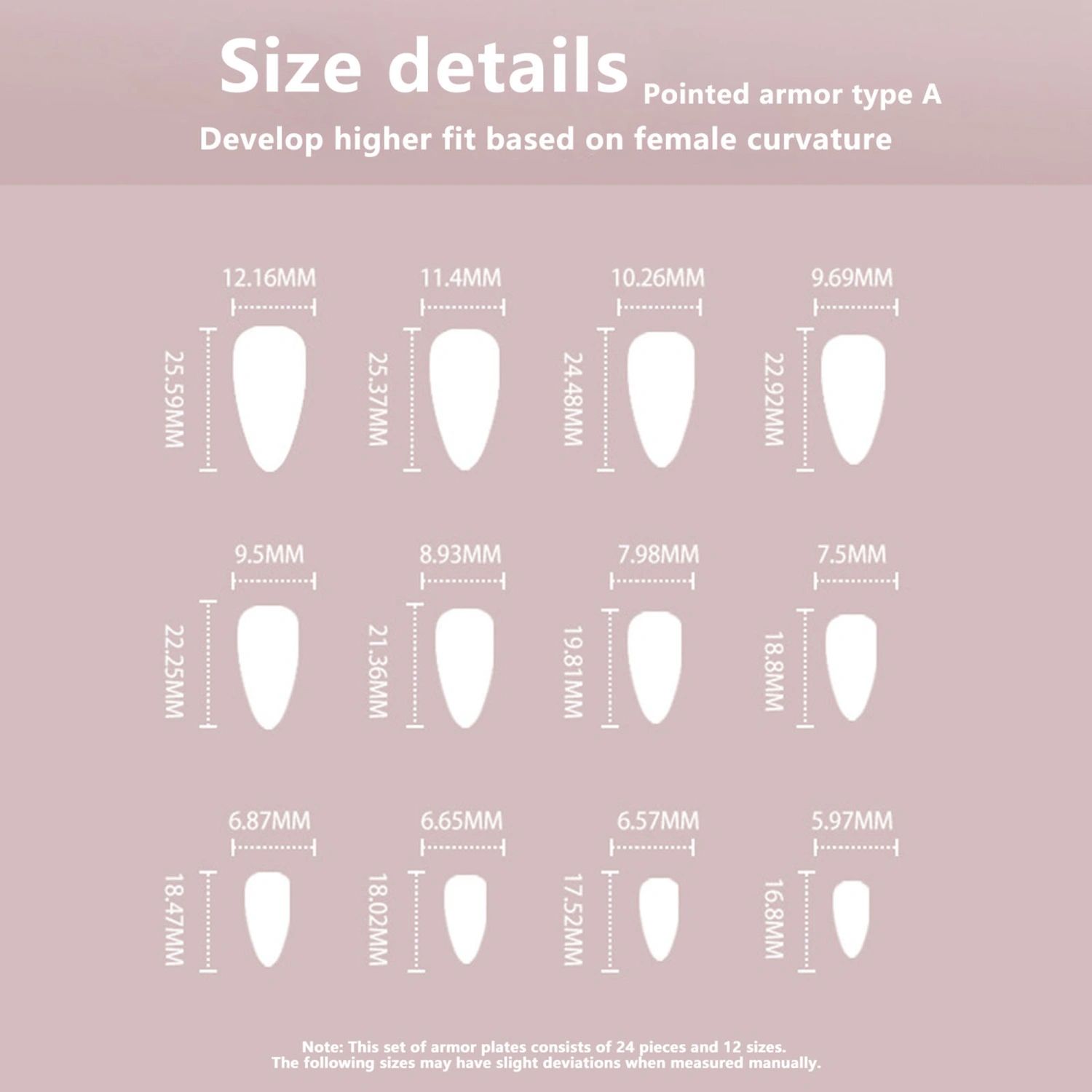 24pcs Fake Nails DIY Glitter Glue On False Nail Tips Salon Supplies