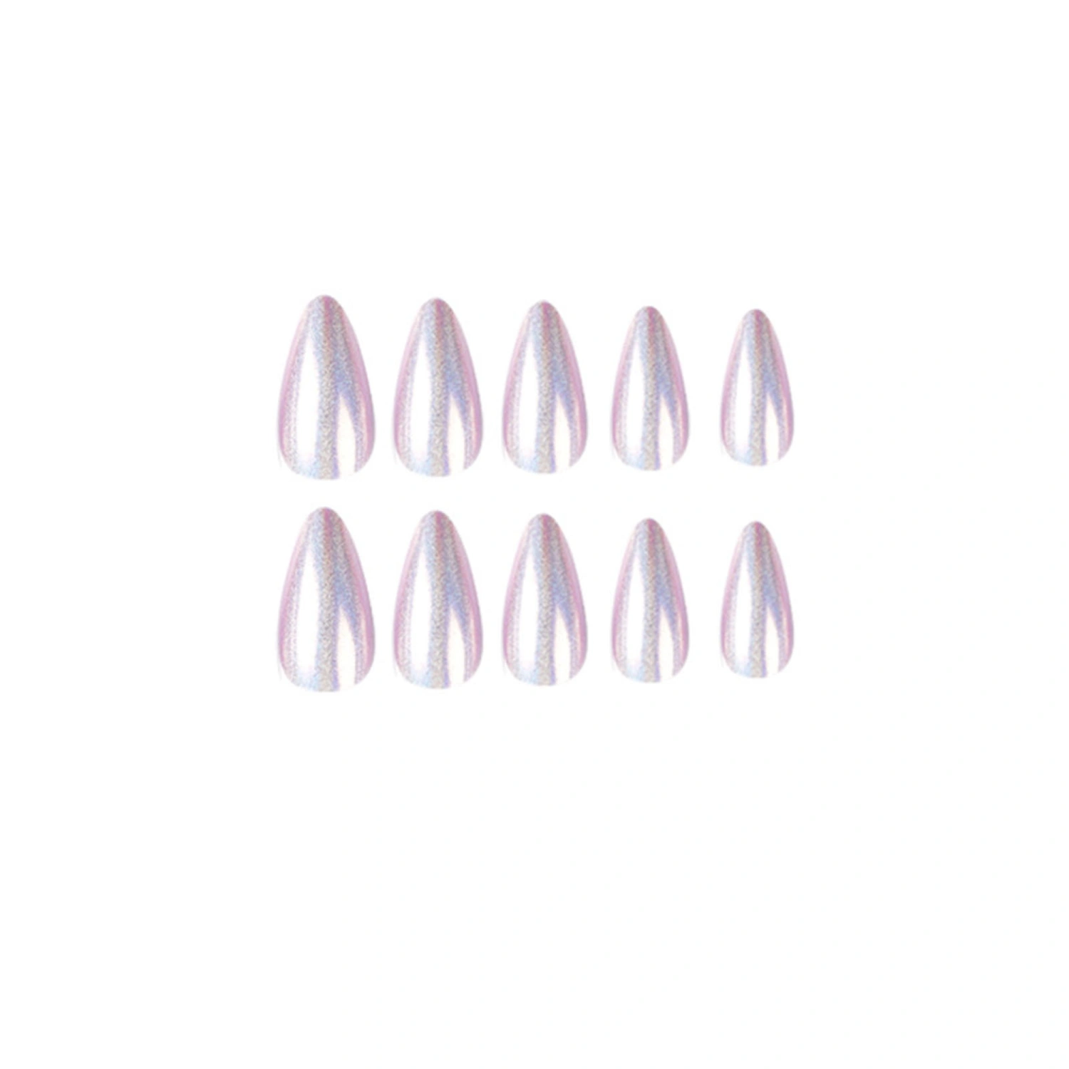 Glitter Aurora Nails Set Cute Natural False Nail with Glue for Women