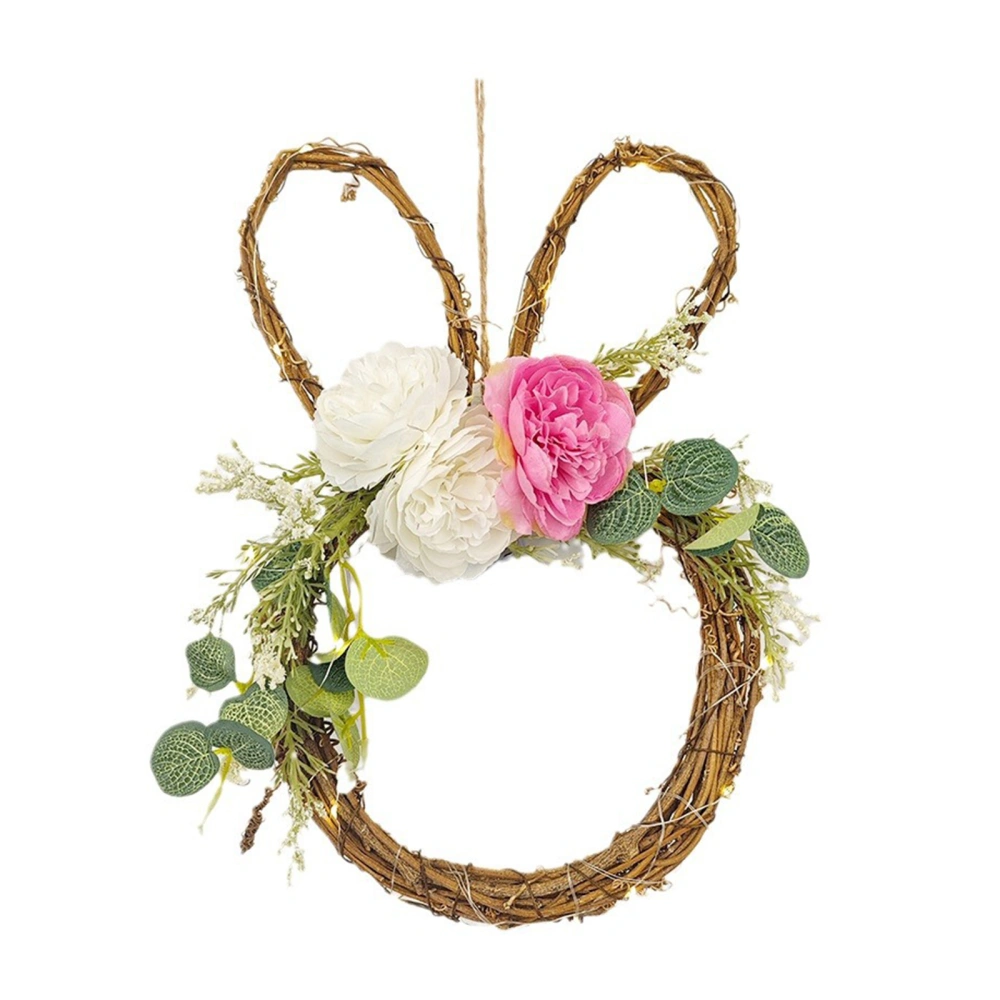 Light-Up Easter Bunny Spring Wreath for Front Door, Rabbit Wreath